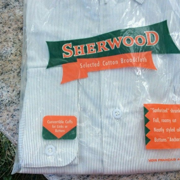 New Men's Sherwood Dress Casual Pin-Stripe Broadcloth Sanforized Shirt Sz 15 1/2 - Picture 11 of 11